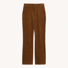 Women Corduroy Straight-Cut Trousers - Brown