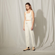 Women Straight-Cut Knit Jogging Bottoms - White