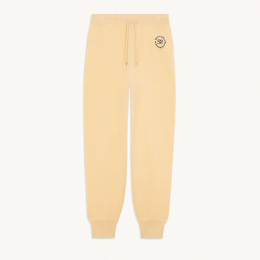 Women Knit Jogging Bottoms With Embroidery - Light Yellow