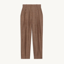 Women High-Waisted Jacquard Trousers - Brown / Black