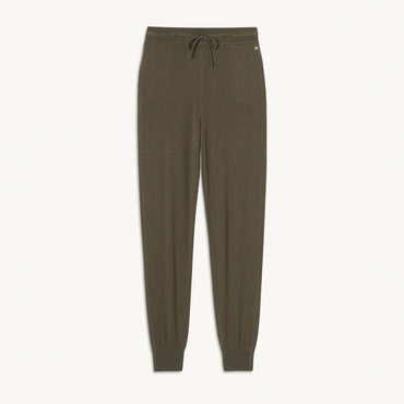 Women Cashmere Jogging Bottoms - Olive Green