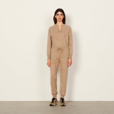 Women Cashmere Jogging Bottoms - Taupe