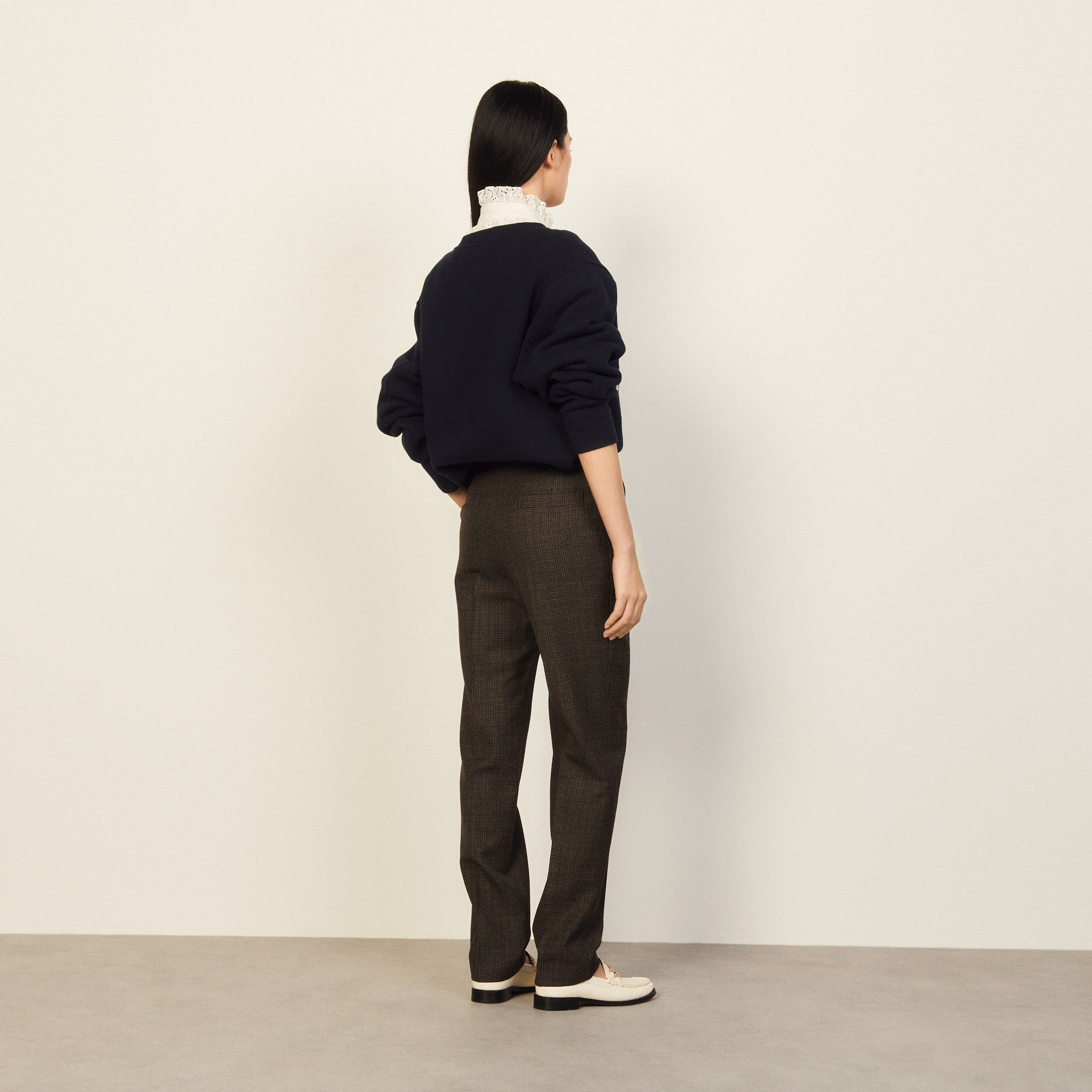 Women Woollen Trousers - Beige / Blue