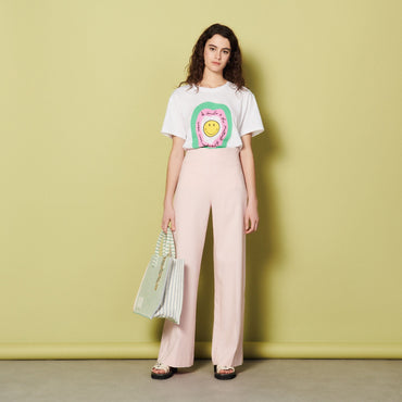 Women High-Waisted Trousers - Light Pink