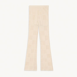 Women Pointelle Knit Trousers - Beige