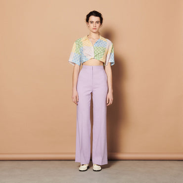 Women High-Waisted Trousers - Lilac