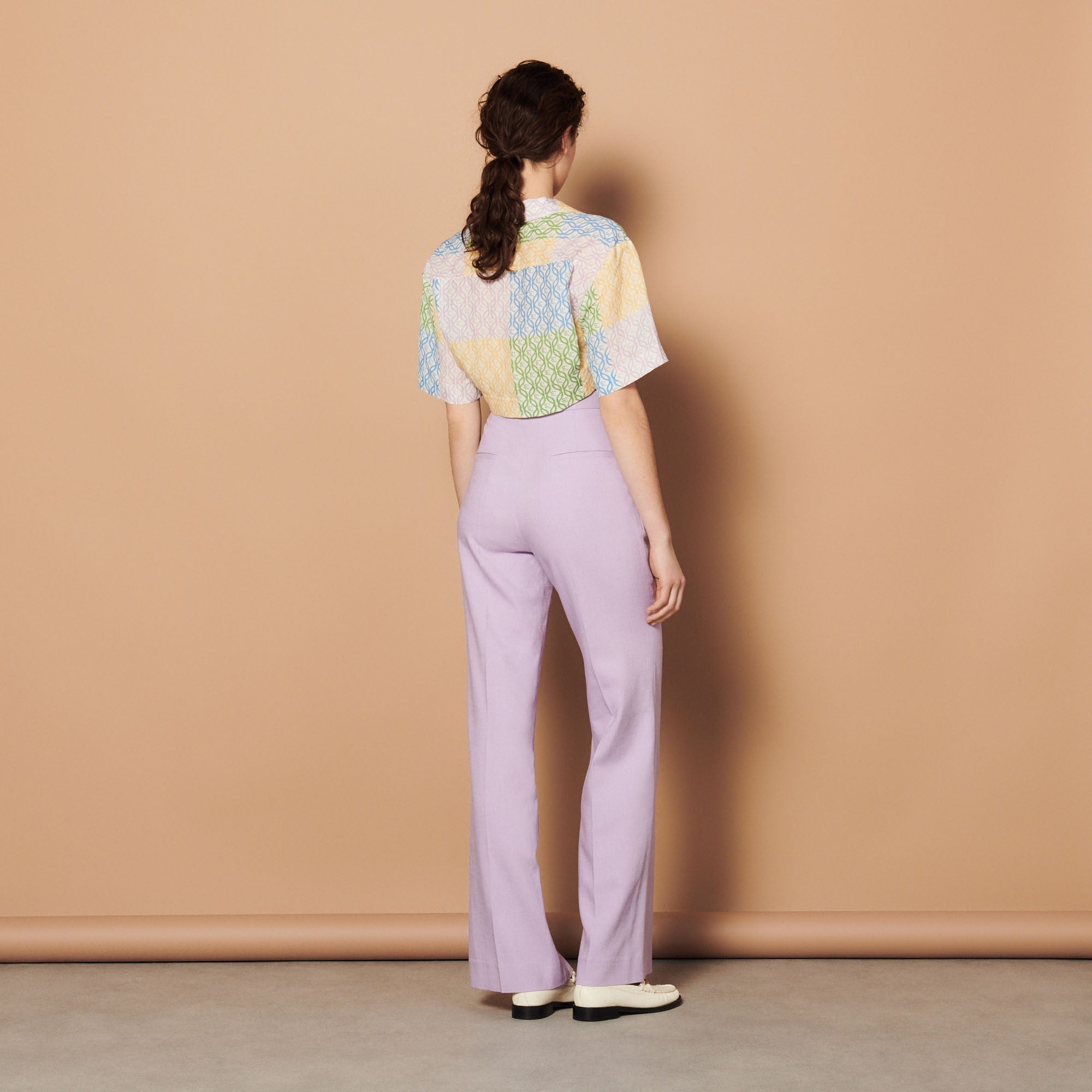 Women High-Waisted Trousers - Lilac