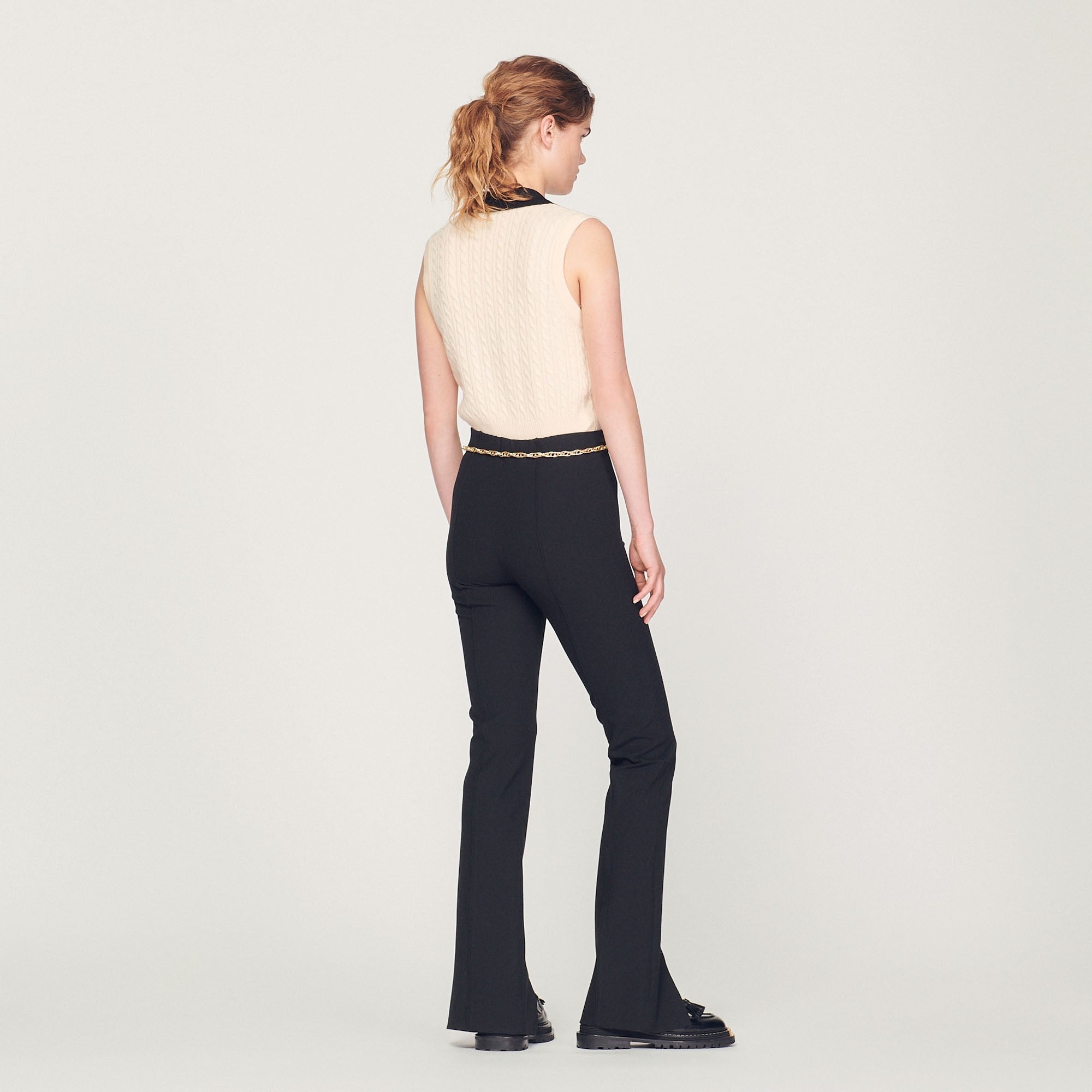 Women Slit-Hem Trousers - Black