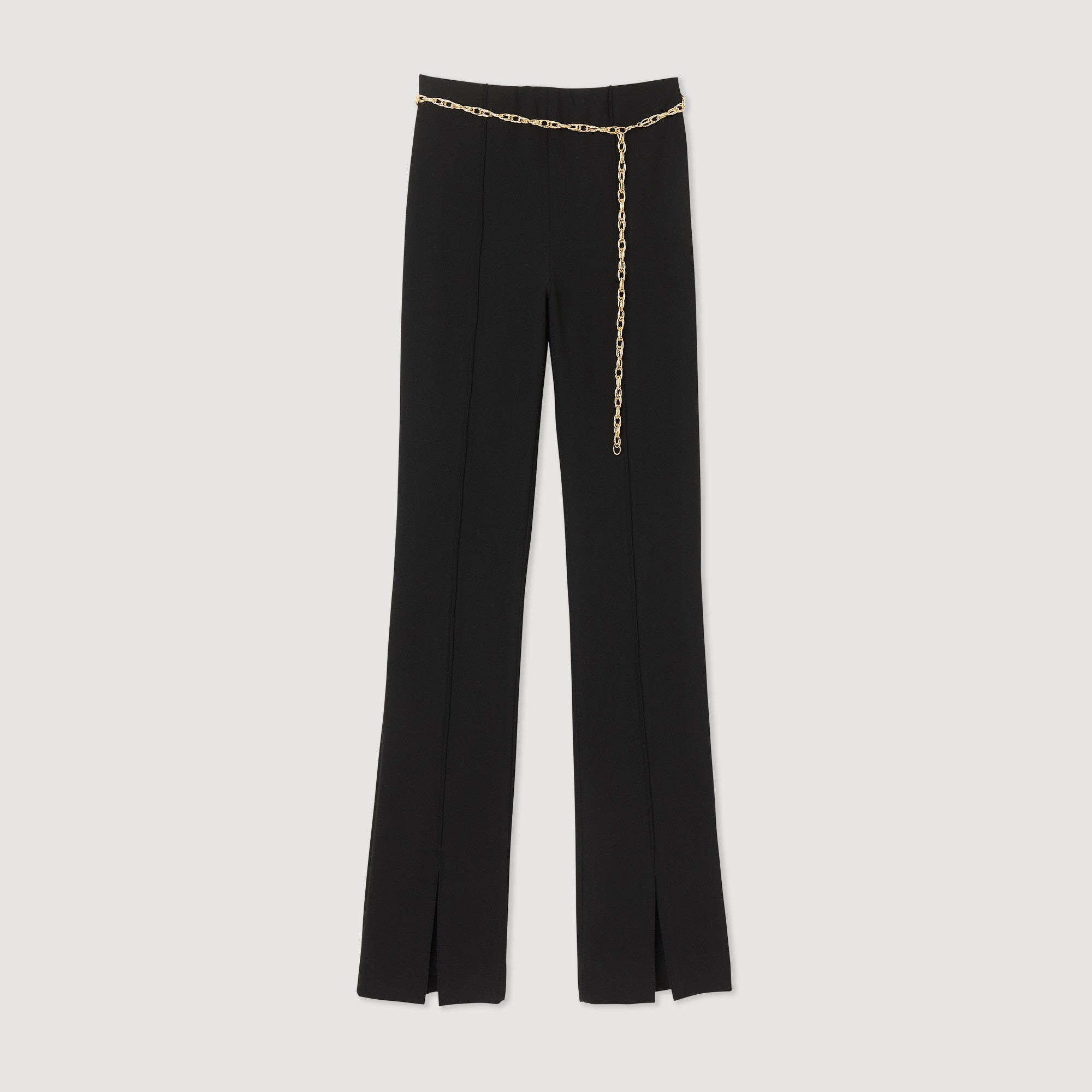 Women Slit-Hem Trousers - Black