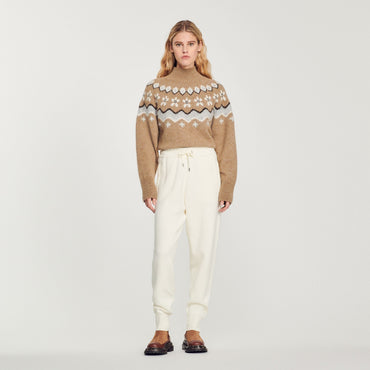 Women Knit Jogging Bottoms - Ecru