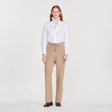 Women Knitted Straight-Leg Trousers - Taupe