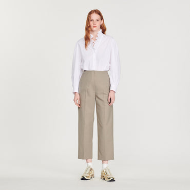 Women High-Waisted Tailored Trousers - Taupe Grey