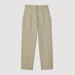 Women High-Waisted Tailored Trousers - Taupe Grey