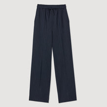 Women Striped Wide-Leg Trousers - Deep Blu