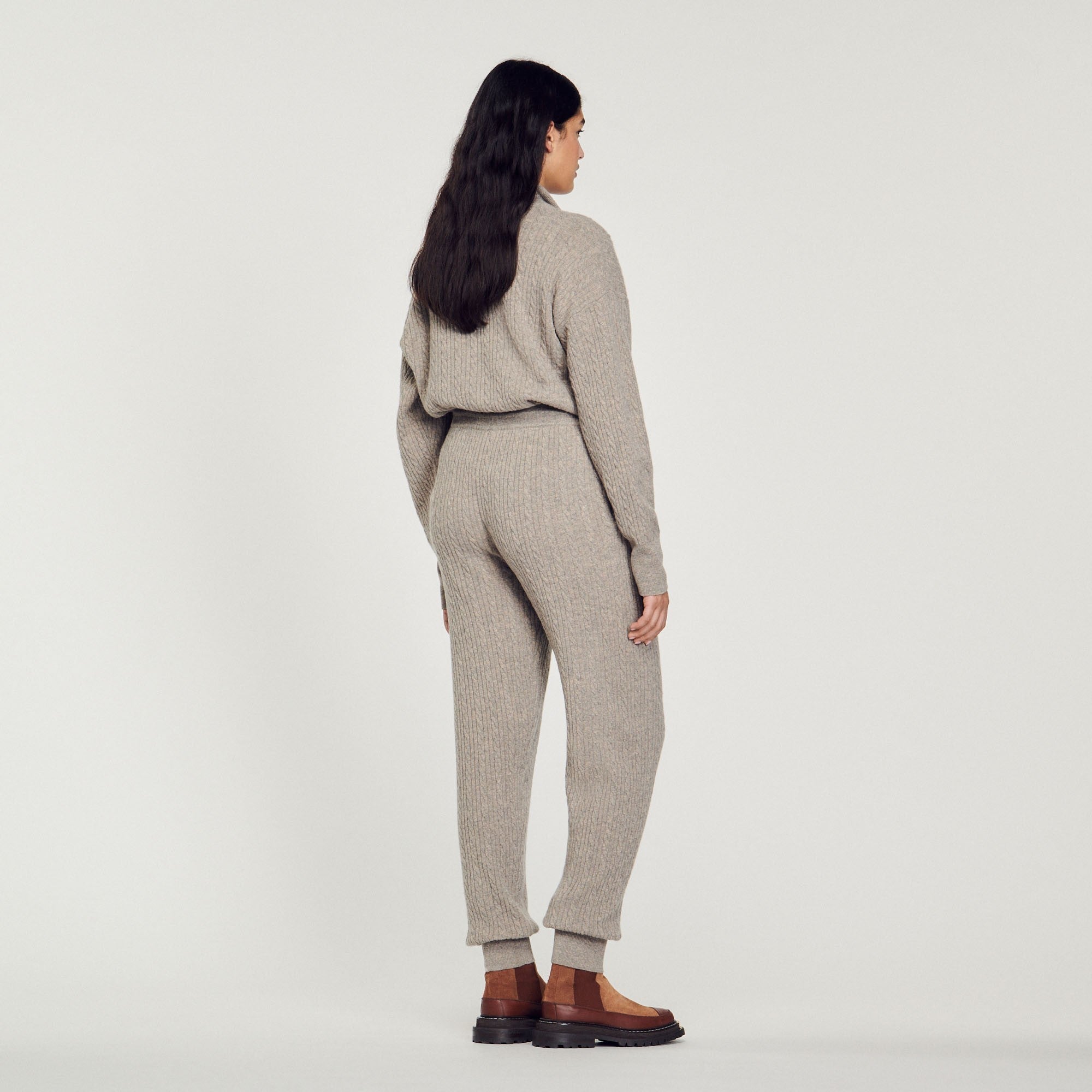 Women Knitted Jogging Bottoms - Taupe