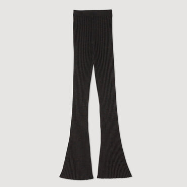 Women Ribbed Knit Trousers - Ice Brown