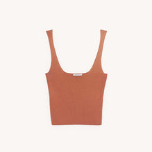 Women Ribbed Knit Cropped Vest Top - Terracotta