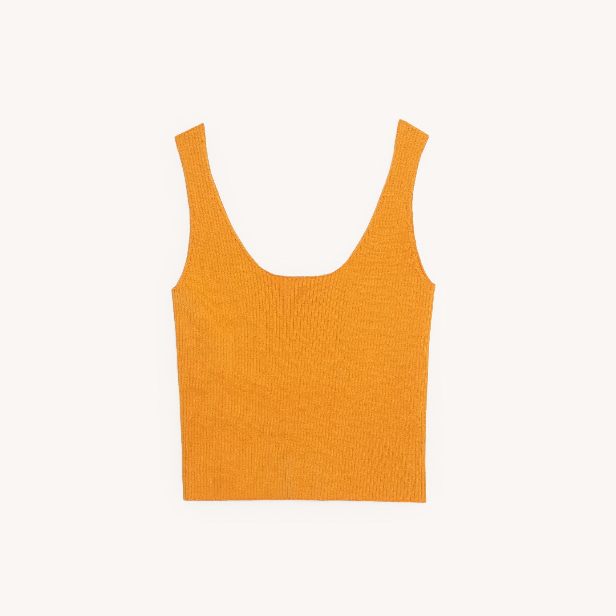 Women Ribbed Knit Cropped Vest Top - Yellow