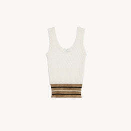 Women Knitted Vest Top - Ecru