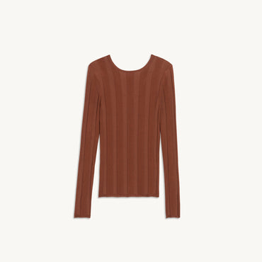 Women Sweater With Twist And Ring At The Back - Brown