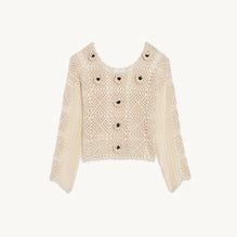 Women Crochet Knit Sweater - Light Beige