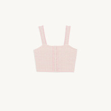 Women Cropped Top In Fancy Tweed - Pink