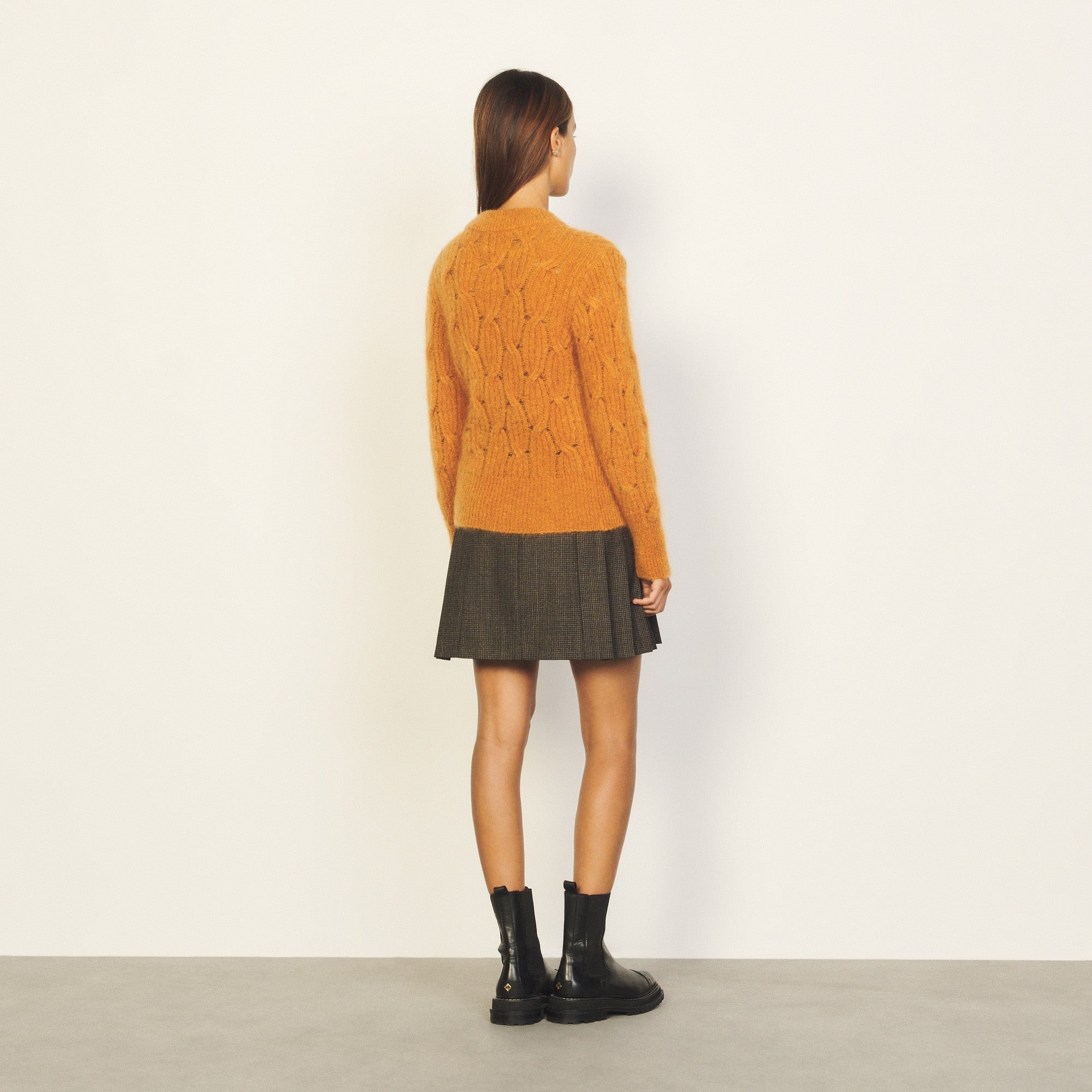 Women Cable Knit Sweater - Camel