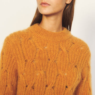 Women Cable Knit Sweater - Camel