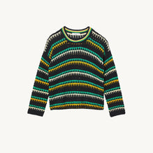 Women Knitted Sweater - Black/Yellow/Green