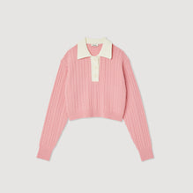 Women Cropped Cable-Knit Sweater - Pink