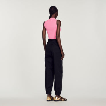 Women Ribbed Cropped Sweater - Rose