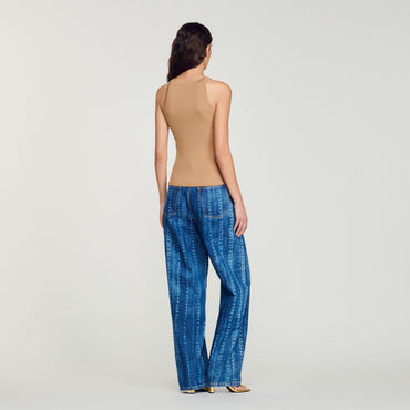 Women Ribbed Vest Top - Camel