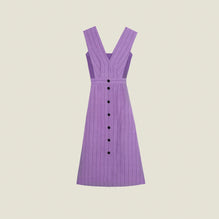 Women Long Sleeveless Dress With Stripes - Purple