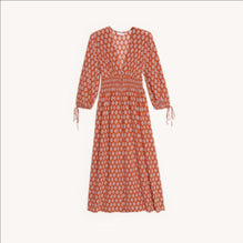 Women Long Dress In Printed Jacquard - Rust