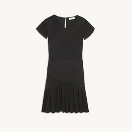 Women Short Pleated Dress - Black