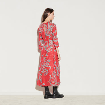 Women Printed Midi Dress - Red