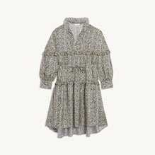 Women Oversized Printed Silk Dress - Ivory