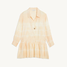 Women Short Tie-Dye Silk Dress - Light Yellow