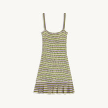 Women Knitted Dress With Smocking - Green