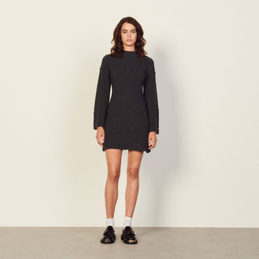 Women Wool And Cashmere Dress - Dark Grey