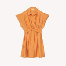 Women Short Linen Dress - Pumpkin