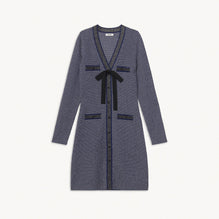 Women Fancy Knit Dress - Ecru / Navy