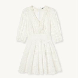 Women English Embroidery Dress - Ecru