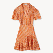 Women Ruffled Dress With Small Heart Print - Abricot