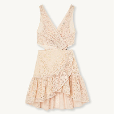 Women Guipure Lace Dress - Pink / Ecru