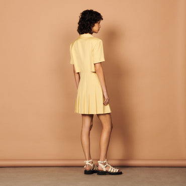 Women Tailored Dress With Cut-Outs - Yellow Lemon