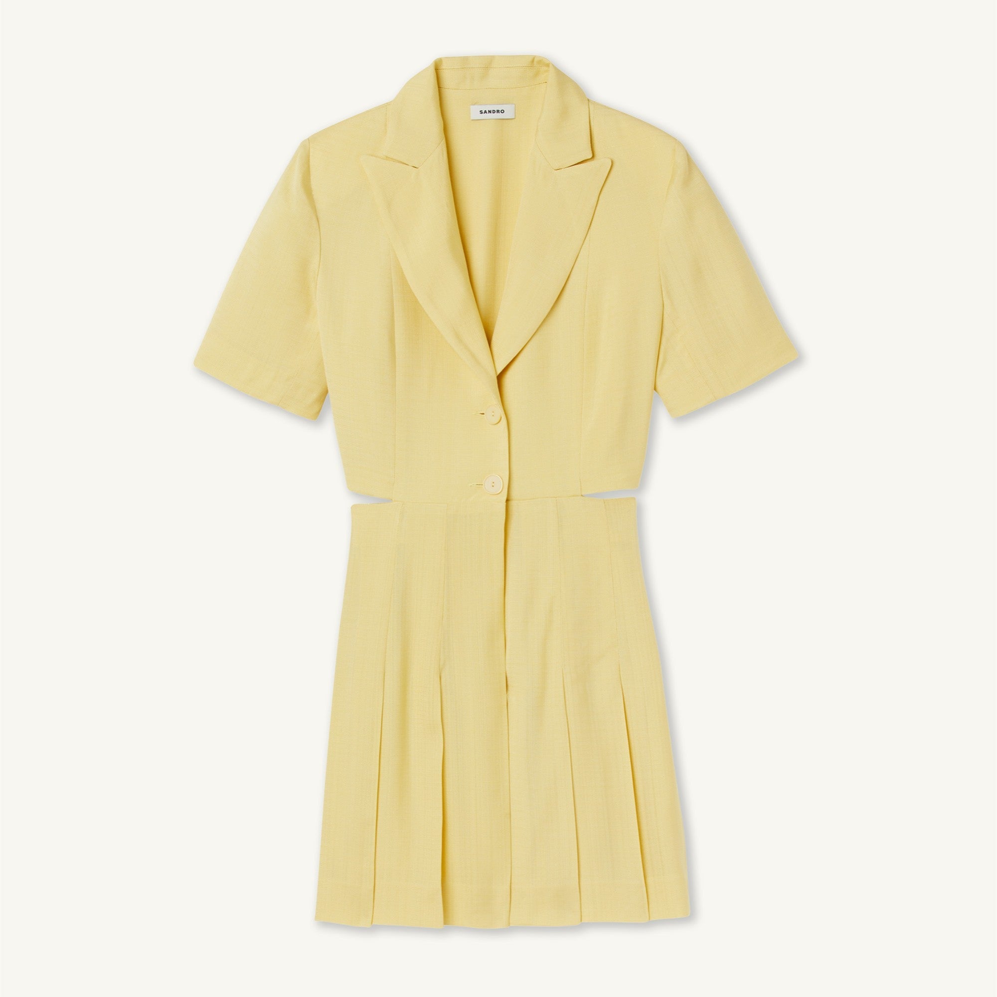 Women Tailored Dress With Cut-Outs - Yellow Lemon