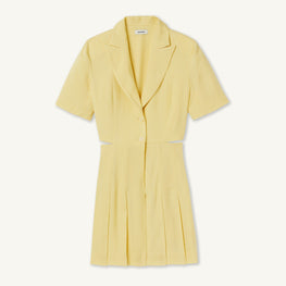 Women Tailored Dress With Cut-Outs - Yellow Lemon