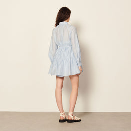 Women Linen Shirt Dress - Sky Blue