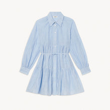 Women Linen Shirt Dress - Sky Blue